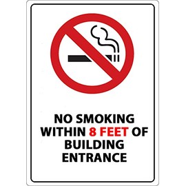 Zing Green Products 1878S Recycled Polystyrene "No Smoking Within 8 Feet" Sign, Self-Adhesive, 10" Length, 7" Width