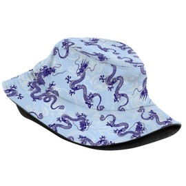 Chinese Japanese Dragon Bucket Hat Unisex Outdoor Travel Packable Beach Sun Hat Dragon Print Fisherman Cap