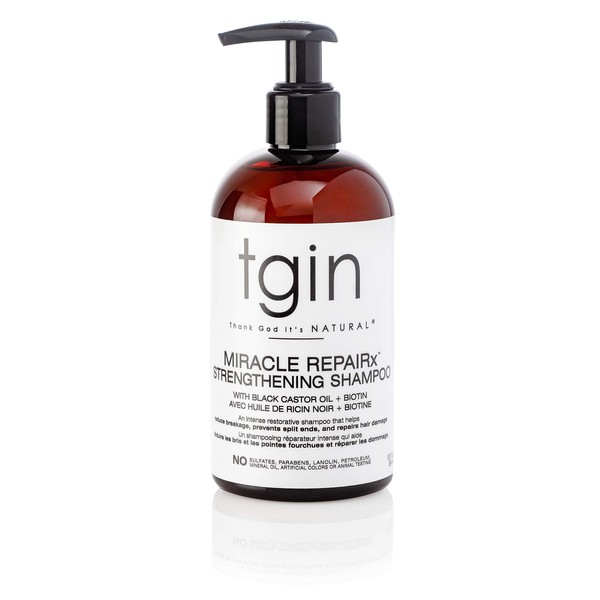 Thank God It's Natural tgin Miracle RepaiRx Strengthening Shampoo For Damaged Hair with Black Castor Oil and Biotin - Repair - Protect - Restore - 13 Oz