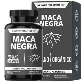 Maca Negra | 1000 mg de Maca Negra Peruana Orgánica por porción | Sin Azúcar - Suplemento Alimenticio Vegano - Ingredientes NON GMO (60 Cápsulas)