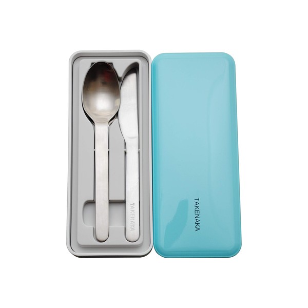 TAKENAKA CUTLERY CASE A set of Fork, Knife, and Spoon, Eco-Friendly Lunch Accessory, Made in Japan, Bento Box (Blue Ice)