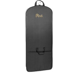 WallyBags® Travel Garment Bag Premium Tri-Fold Exterior Pocket, Black-M1 Gold, 60-Inch