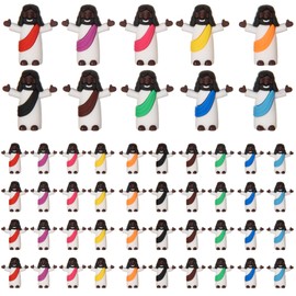 ARCHCRTC 50 Pcs Little Black Jesus Figurine Tiny Jesus Figures Mini Religious Christ Savior Doll for Hide and Seek Sunday Easter Egg Stuffers Baptism Gift (50, Multicolor)