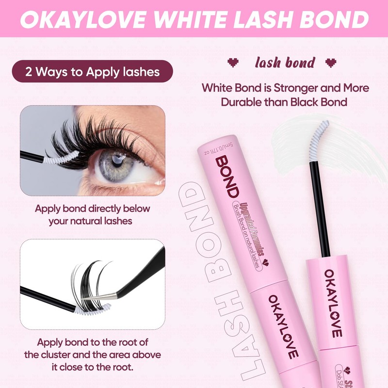 OKAYLOVE Lash Cluster Glue, Waterproof Lash Bond and Seal Lash
