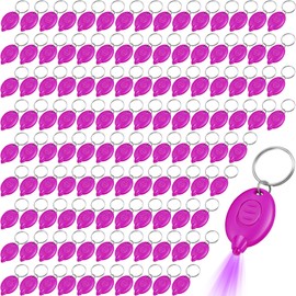 VIHOSE 150 Pcs Mini UV LED Keychain Flashlight 395nm UV Light Black Light Keychain Portable UV Keychain Flashlight for Pet Urine Passport ID Card and Currency UV Light with Purple Shell
