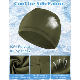 MELLIEX Pack of 3 Cooling Cycling Hat Under Helmet, Breathable Ice Silk Hat, Summer Sports Hat, Multifunctional Skull Cap for Men and Women, Black, Navy, Green, Unit size