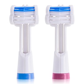 Triple Bristle Replacement Brush Head Refills | Innovative 3 Head Design | Compatible with Triple Bristle Brand Sonic Toothbrush | Color Changing Indicator Bristles | 2 Pack (Blue & Pink)