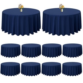 Pesonlook 10 Pack Navy Blue Round Tablecloth 120 Inch, Waterproof