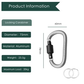 MORAINJAY Available Carabiner, Pack of 10 Aluminium Carabiner Hooks, D Shape Keyring Carabiner with Screw Cap, Climbing Carabiner Clips for Camping, Backpacking, Fishing, Hiking or Travel