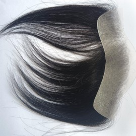 Choshim Men Forehead Hairline Toupee 100% Human Hair V-Shape Natural Hairline Replacement System Men’s Front Hairpieces Natural Black Color(1.18×6.29 Inch, Skin PU Base)