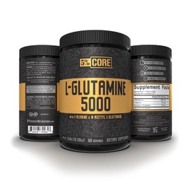 5% Nutrition Core L-Glutamine 5000 Supplement w/L-Alanine | Immune & Digestive Support | Amino Acid Muscle Builder Post Workout Recovery | Unflavored (60 Servings)