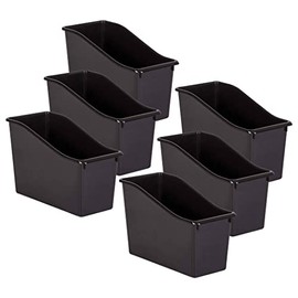Teacher Created Resources Black Plastic Book Bin, Pack of 6