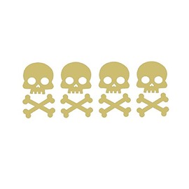 STICKER DAD Skull and Crossbones V1 (4 Pack) Vinyl Decal by StickerDad® - Size: 2", Color: Gold - Windows, Walls, Bumpers, Laptop, Lockers, etc.