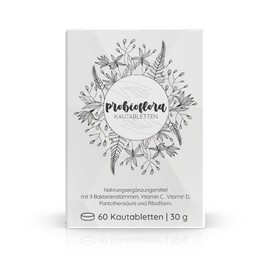aila probioflora Kautabletten - 60 Stück, mit 9 Bakterienstämmen & 4 Vitaminen, Made in Germany