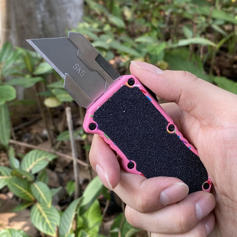 Caressolove Automatic Utility Knife, Premium Pink Retractable Box Cutter, Cute