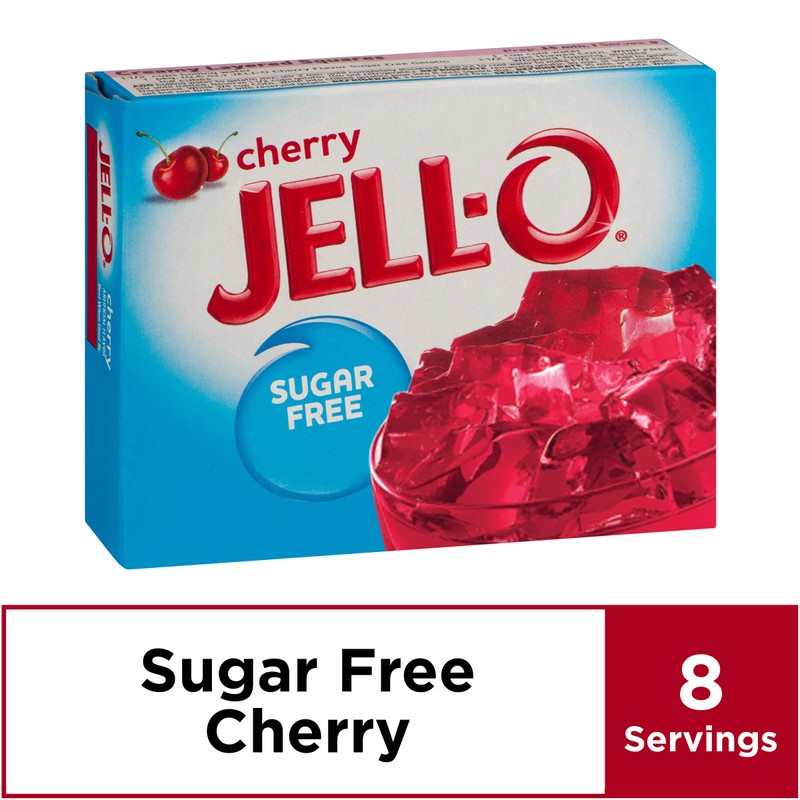 Jell-O Sugar-Free Cherry Gelatin Mix 0.6 Ounce Box (Pack of