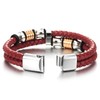 COOLSTEELANDBEYOND Double-Lap Braided Leather Bracelet Men's Bracelet Leather Sweatband Stainless