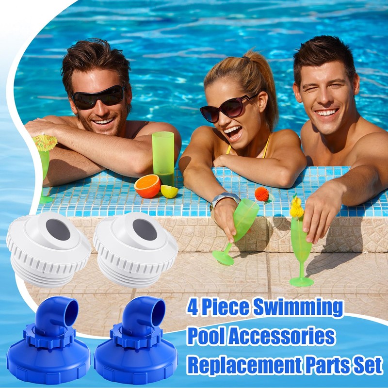 Funnymoom 4 Pcs Pool Jet Nozzles 360°Swivel Rotatable Pool Inlet
