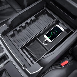 TACOBRO Center Console Organizer Compatible with 2015-2020 Ford F150 Accessories F250/350/450 SuperDuty (2017-2022) and Expedition (2018-2024) Armres Insert Tray, Full Console w/Bucket Seats ONLY