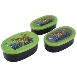 Skater SRS3SAG Ag+ Antibacterial Storage Containers, Set of 3, World of Dinosaurs, Made in Japan