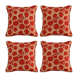Supdurplus Outdoor Decorative Pillows Pack of 4, 16" x 16" Outdoor Pillow Set for Couch Bed Throw Patio Sofa, Circle Red