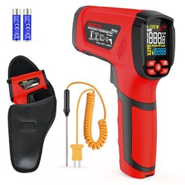 MESTEK - Pistola de termómetro infrarrojo, de -40 F 3500 F, termómetro láser dual con sonda K para cocinar, pirómetro industrial sin contacto 501 con 