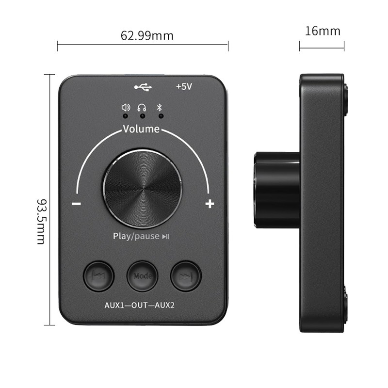 CENPEK USB Volume Controller Bluetooth Receiver 3.5mm Audio Switcher Support