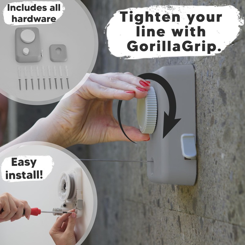 GorillaLine Max - Retractable Clothesline Indoor Outdoor Clothes Line -