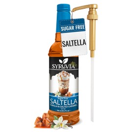 Syruvia Sugar Free Coffee Syrup, SALTELLA Syrup, Vanilla Salted Caramel Flavored Syrup for Drinks, Lattes, and Desserts – 25.4 fl oz, With Pump
