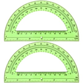 EBOOT Plastic Protractor Math Protractors 180 Degrees, 6 Inch, Pack of 2 (Green)