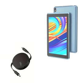 BoxWave Cable Compatible with YQSAVIOR Android 11.0 Tablet Q2S (7 in) - PD miniSync (240W), Retractable PD 240W Portable USB Type-C Cable - Jet Black