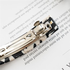 3 Inches Shiny Curved Acrylic French Barrettes Acetate Tortoise Shell Hair Barrettes for Thick Hair Chic Ponytail Hair Clips for Styling Long Hair,4pcs (Brown)