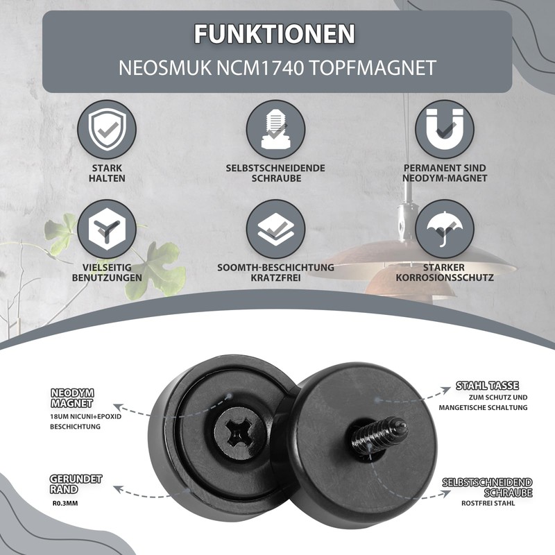 Neosmuk Magnets 17mm Diameter Ideal for Wooden Wall, Whiteboard, Door,