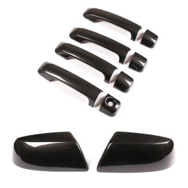 autotrim000 For 2007-21 Toyota Tundra Carbon Fiber Door Handle COVERS+Mirrors Cover Trim ABS