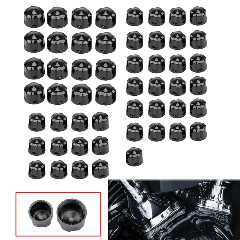 YDLMT 53 Pcs Gloss Black Motorcycle Engine Bolt Head Covers/Topper