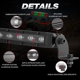 OFFROADTOWN 31Inch LED Chase Light Bar UTV Rear Chasing Lights Slim Off Road Chase Emergency Strobe Light w/Turn Signal Brake Reverse Rear Lights for RZR Polaris 4x4 Can-Am Trucks Pickup - RGYGR