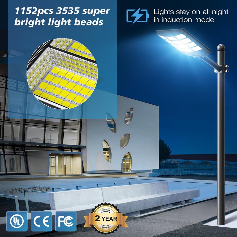 5000W Solar Street Lights Outdoor Commercial, 6500K Wide Angle Motion