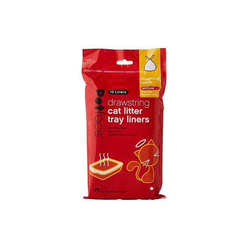 Petface Drawstring Cat Litter Tray Liner, Medium (Pack of 10),Packaging
