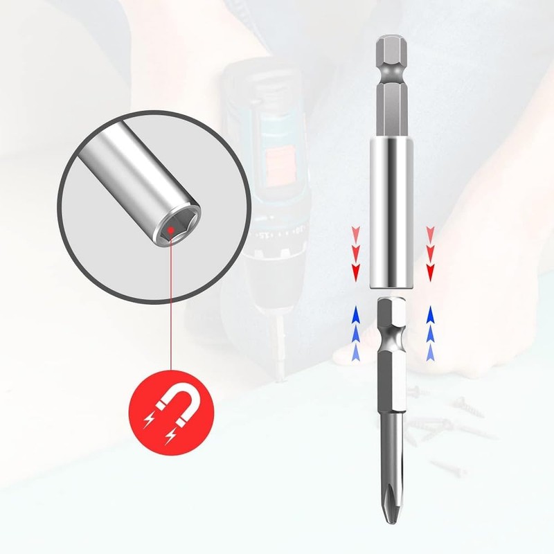 Fixinus 10 Pieces Magnetic Drill Extension, Quick Change Bit Holder