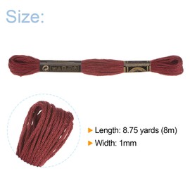sourcing map 12 Strands 8m Egyptian Long Fibre Cotton Embroidery Thread for Embroidery Projects Bracelets Dark Red