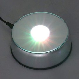 Cryfokt Rotating Display Stand, 360 Degree Turntable with Automatic Mute Switch, LED Light Display Base, Rotating Display for Standing Crystal, Photo Products