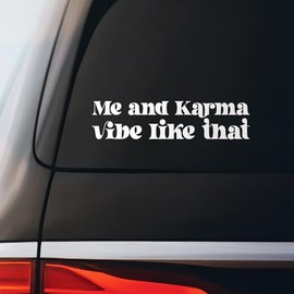 Me and Karma Vibe Like That Swift Lyrics Sticker Decal Notebook Car Laptop 8"x2" (White)