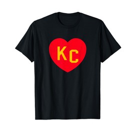 Black/Red KC I Heart Kc Hearts Logo Kansas City Black & Red T-Shirt