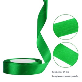 Gift Ribbon Green 25 mm x 23 m Satin Ribbon Green Ribbon Gift Ribbon Satin Ribbons for Gift Wrapping, Crafts, DIY, Sewing, Bridal Shower Decoration, Christmas Tree Decorations
