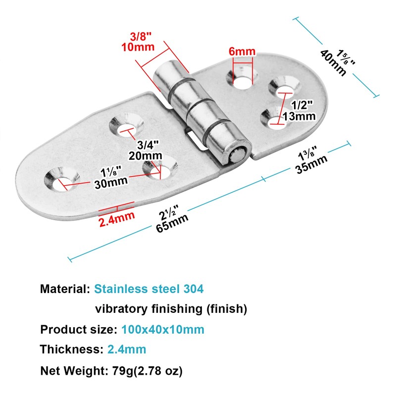 TSSS 6 PCS T-Strap Heavy Shed Hinge Folding Flip Top