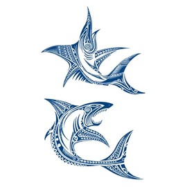 2 Blätter Tribal Schwertfisch Tattoo Delfin Tattoo Hai Tattoo Maori Rochen Tattoo Semi-Permanentes Tattoo GZ266 268