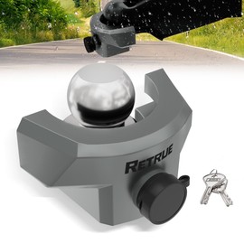 RETRUE Heavy Duty Trailer Lock for 2 5/16" Ball Coupler with Flange, Anti-Theft and Top Tier Security, Gray