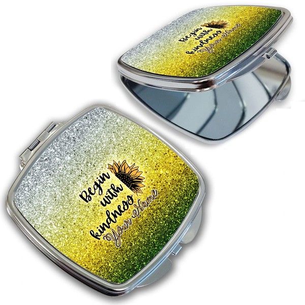 Bleu Reign Compact Personalized Pocket Mirror Custom Name Green and