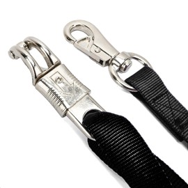 HDYEGY 2PCS Cross Ties,Adjustable Nylon Cross Ties for Horse Horse Trailer Tie with Panic Snap and Bull Snap, Adjustable Length from 44.5-78.5 Inch,Black