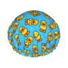 Yellow Rubber Duck Shower Cap For Women Adjustable Double Waterproof